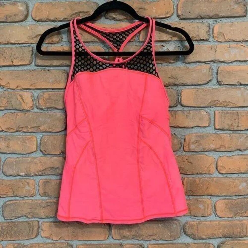 Zella Womens Small Top Pink Athletic Tank Mesh Racerback Workout Performance